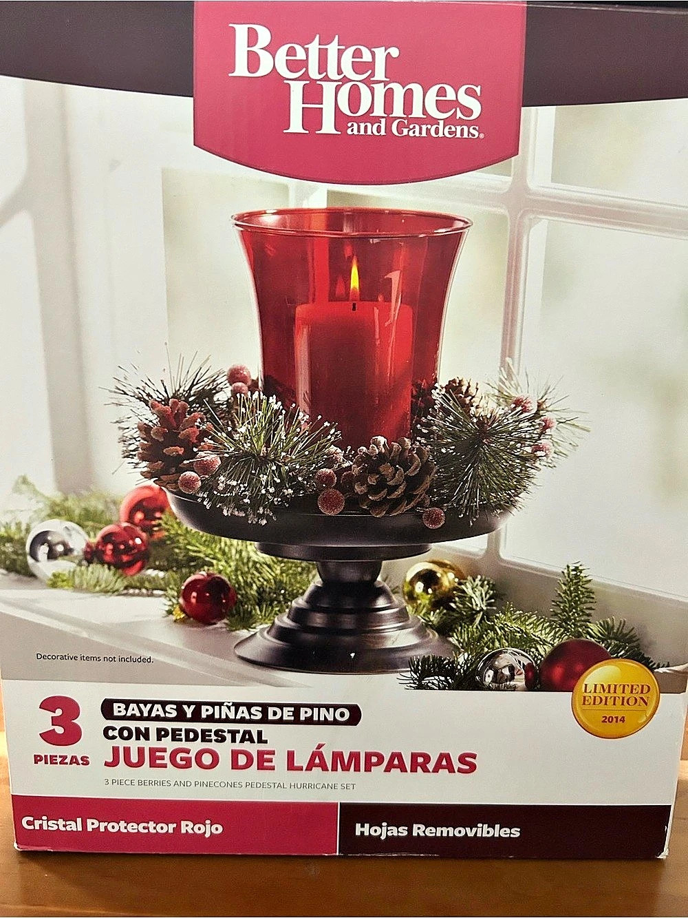 Better Homes and Gardens Berries and Pinecones Pedestal Hurricane Set Hurricane